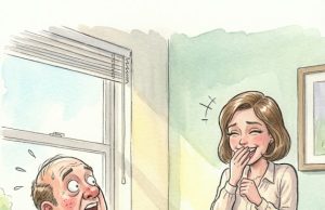 A boss arrives at the office in the morning with his pants’ zipper undone.