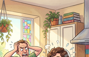 A young blonde bride calls her mother,