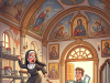 Nuns are painting the chapel on a hot summer day.