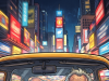 A man arrives in New York’s airport and hails a taxi.
